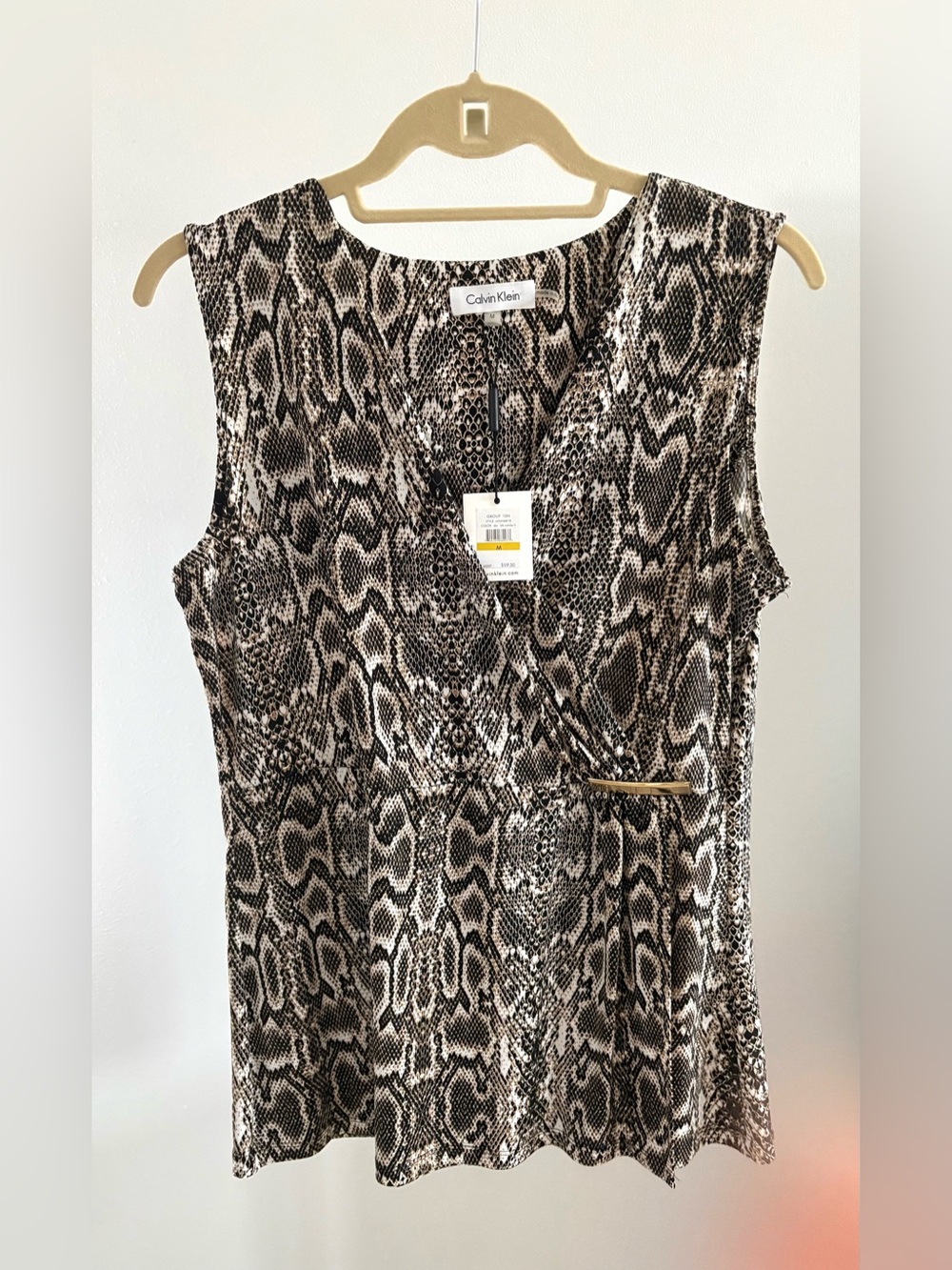 Calvin Klein Snake-Print Sleeveless Wrap Camisole, NWT, size Medium